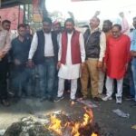 भारत के राष्ट्रपति का अपमान करने वाले पश्चिम बंगाल के मंत्रकी अखिल गिरी का लुधियाना के घंटाघर चौक पर पुतला जलाया गया